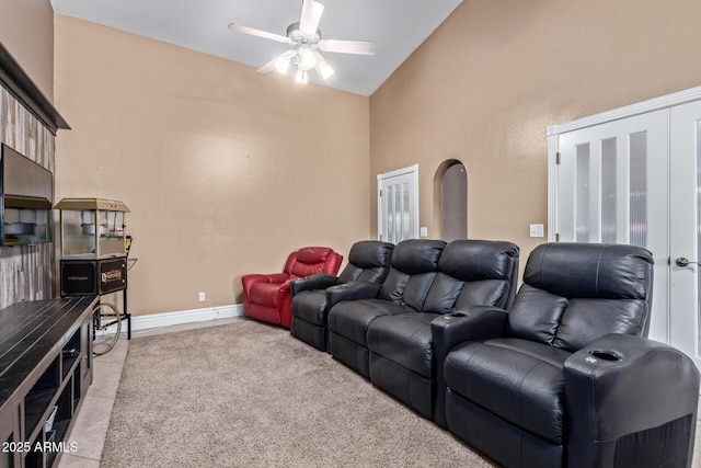 3203 E Ellis St, Mesa, AZ 85213 - cinema with a ceiling fan, baseboards, and lofted ceiling