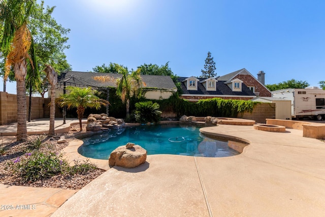3203 E Ellis St, Mesa, AZ 85213 - view of swimming pool featuring a fenced backyard, a fenced in pool, and a patio area