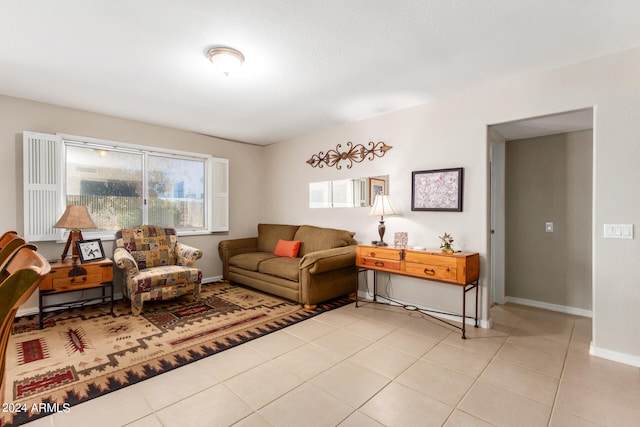 view of tiled living room