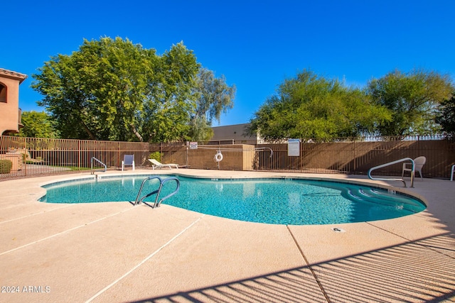 view of swimming pool with a patio area