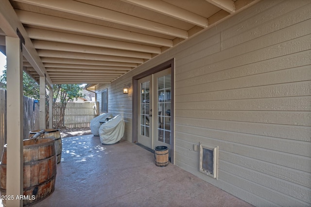 view of patio / terrace featuring french doors