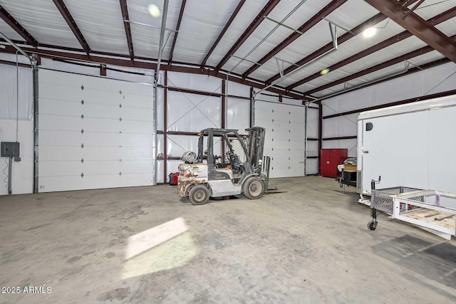 garage with metal wall