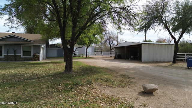 view of street featuring a pole building