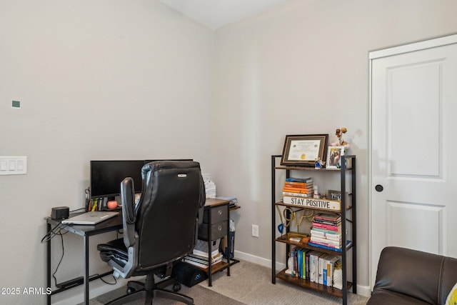 office space with light colored carpet