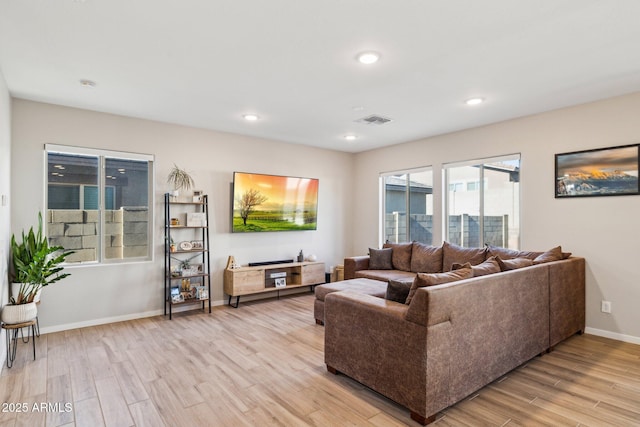 living room featuring light hardwood / wood-style flooring