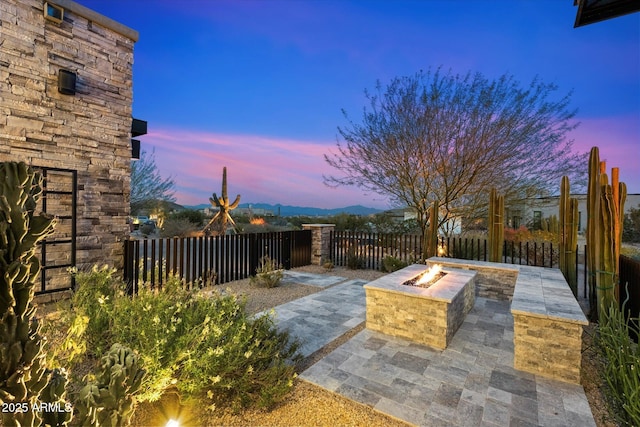 26690 N 119th St, Scottsdale, AZ 85262 - view of patio / terrace with a fenced backyard and a fire pit
