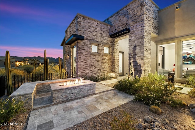 26690 N 119th St, Scottsdale, AZ 85262 - view of patio featuring an outdoor fire pit and fence