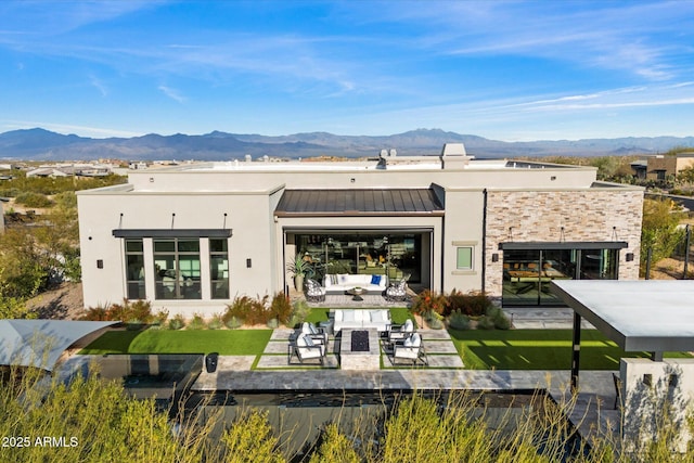 26690 N 119th St, Scottsdale, AZ 85262 - rear view of property featuring a patio area, metal roof, a standing seam roof, and a mountain view