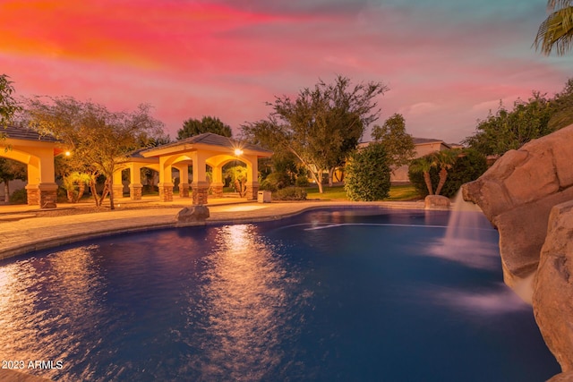 view of pool with a gazebo