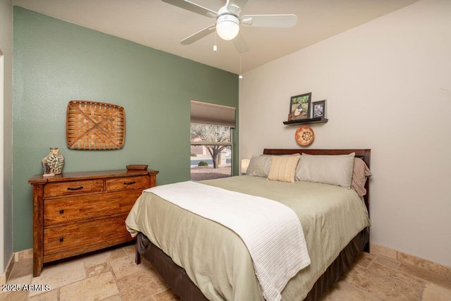 bedroom featuring ceiling fan