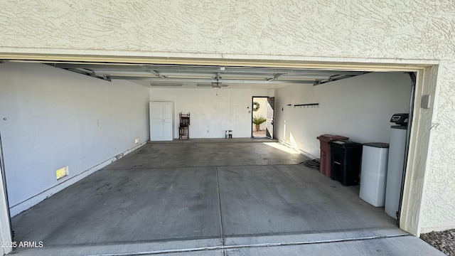 garage with a garage door opener