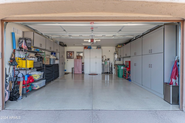 garage with a garage door opener