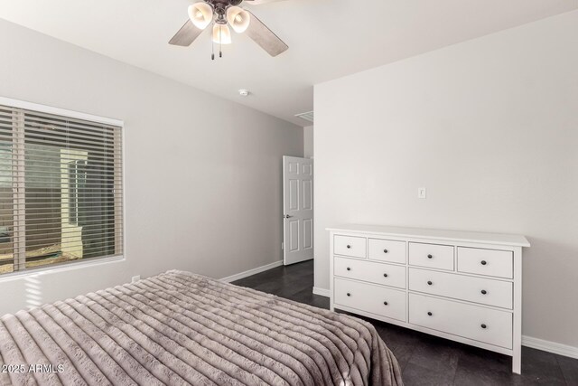 bedroom featuring ceiling fan