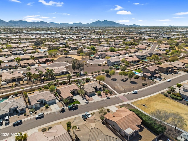 aerial view with a mountain view and a residential view