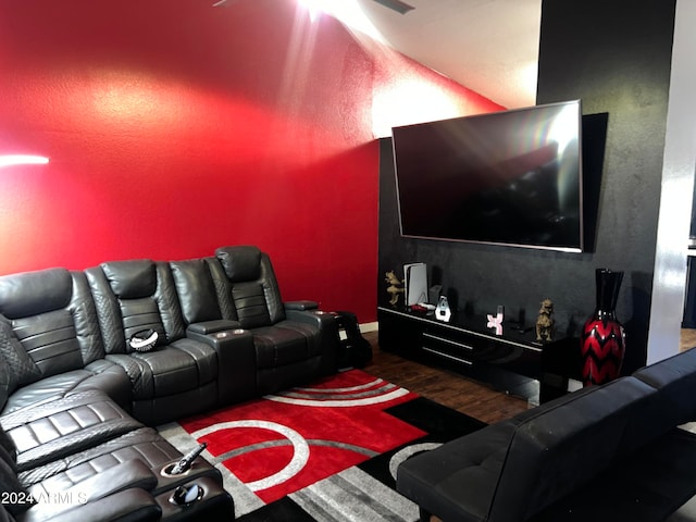 interior space with dark wood-type flooring