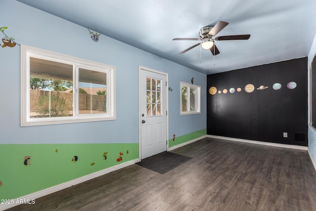 11352 E Dartmouth St, Mesa, AZ 85207 - foyer entrance featuring wood finished floors and a ceiling fan
