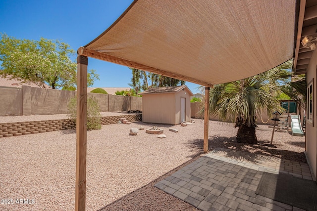 11352 E Dartmouth St, Mesa, AZ 85207 - fenced backyard with a patio and a shed