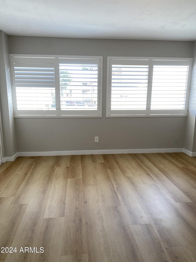 unfurnished room with light hardwood / wood-style floors