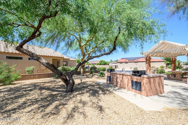 19607 N Flint Way, Surprise, AZ 85374 - view of yard featuring an outdoor kitchen and a pergola