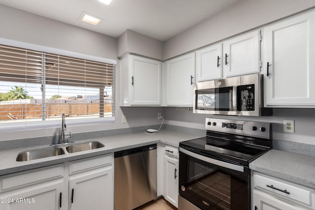 kitchen with white cabinetry, sink, and stainless steel appliances