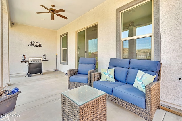 view of patio / terrace with an outdoor living space and grilling area