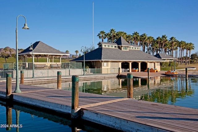 view of dock featuring a water view