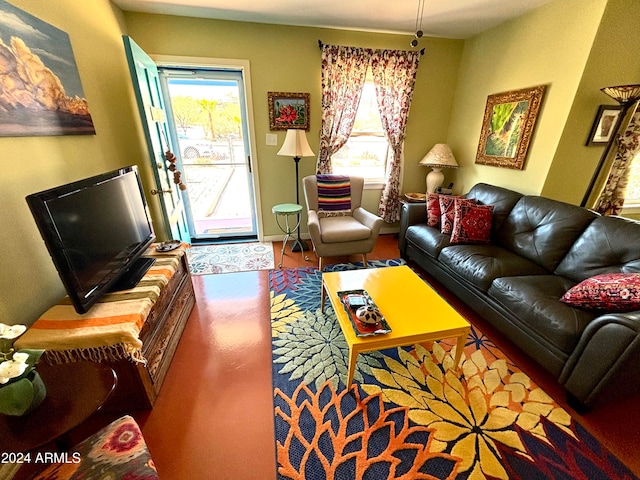 living room featuring a healthy amount of sunlight