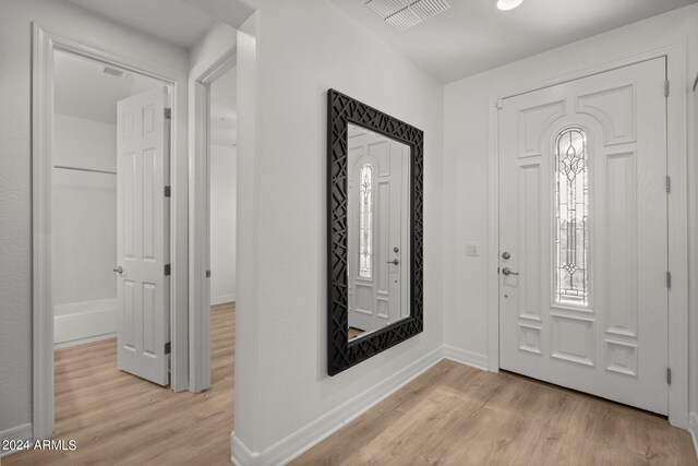 entrance foyer with light hardwood / wood-style floors