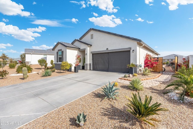 single story home with a garage