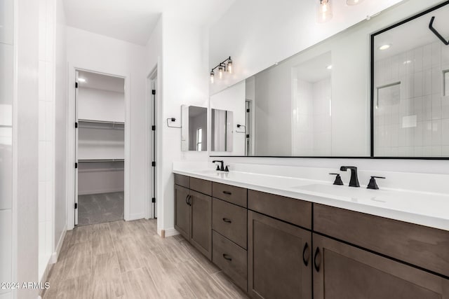 bathroom with vanity and walk in shower