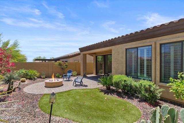 2145 N 88th St, Mesa, AZ 85207 - view of yard with fence, an outdoor fire pit, and a patio