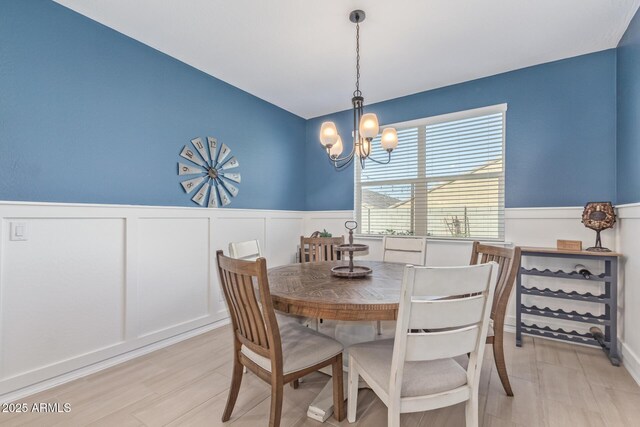 4514 W Hazel Ln, San Tan Valley, AZ 85144 - dining space with a chandelier, wainscoting, and a decorative wall