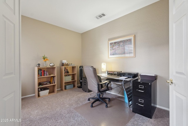 view of carpeted office space