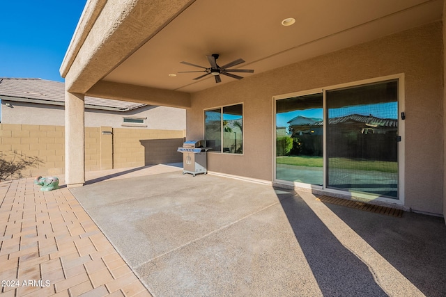 view of patio with ceiling fan