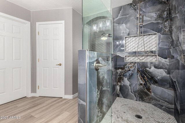 1918 E Megan St, Gilbert, AZ 85295 - bathroom featuring a stall shower and wood finished floors
