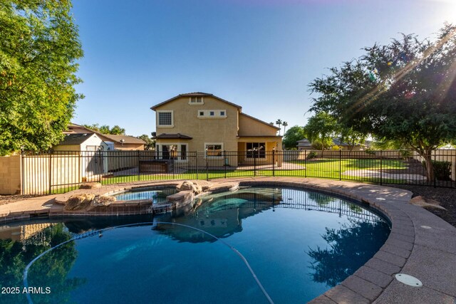 1918 E Megan St, Gilbert, AZ 85295 - view of swimming pool with a pool with connected hot tub