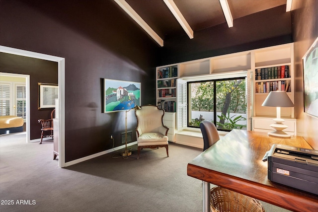 84 Biltmore Est, Phoenix, AZ 85016 - office space featuring visible vents, beamed ceiling, carpet, and a healthy amount of sunlight