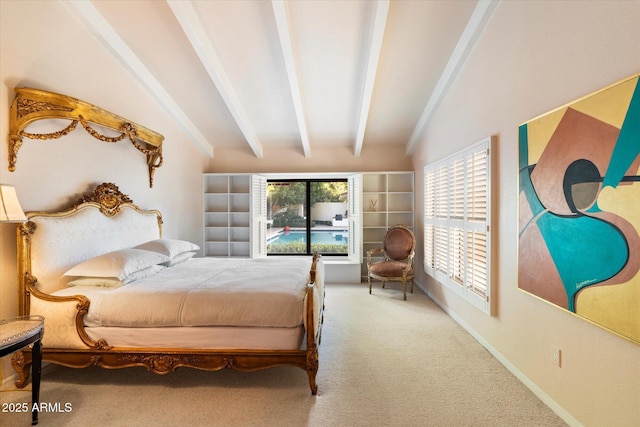 84 Biltmore Est, Phoenix, AZ 85016 - bedroom featuring carpet flooring and lofted ceiling with beams