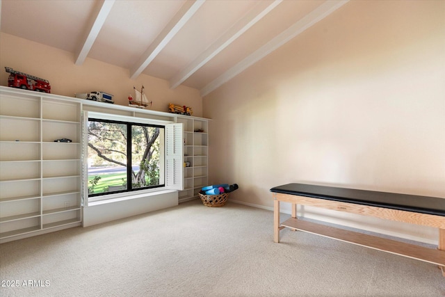 84 Biltmore Est, Phoenix, AZ 85016 - misc room with carpet flooring, baseboards, and vaulted ceiling with beams