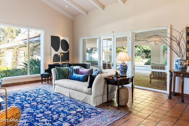 84 Biltmore Est, Phoenix, AZ 85016 - interior space with beamed ceiling and high vaulted ceiling