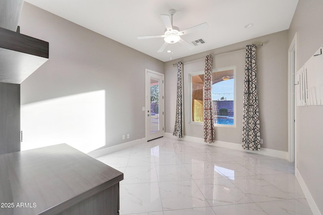 26204 S Washington St, Chandler, AZ 85249 - unfurnished room featuring marble tiled flooring, a ceiling fan, and recessed lighting