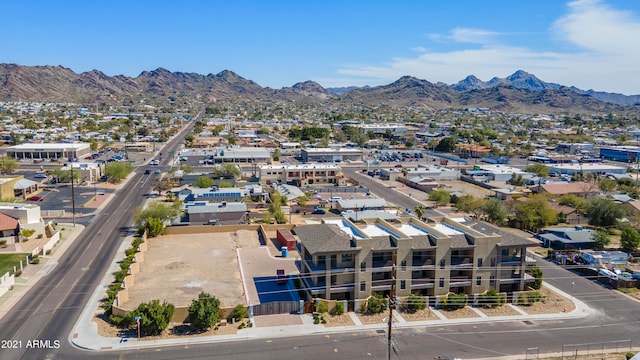 bird's eye view with a mountain view