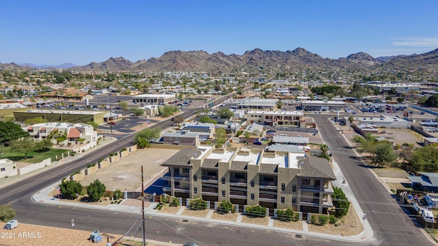 bird's eye view with a mountain view