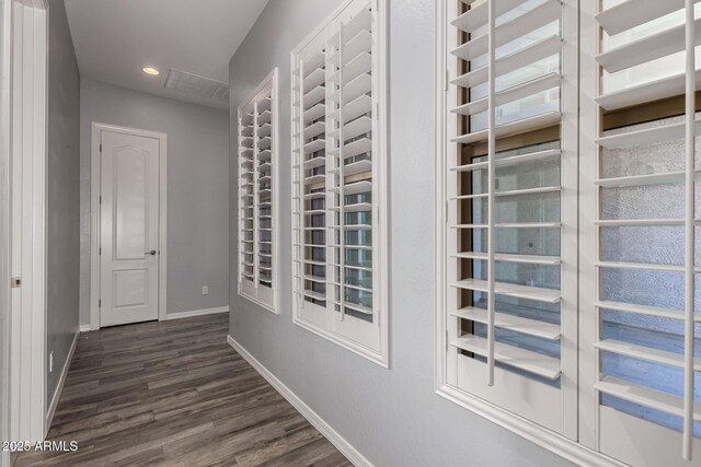 26860 N 102nd Ln, Peoria, AZ 85383 - hallway with recessed lighting, baseboards, dark wood finished floors, and visible vents