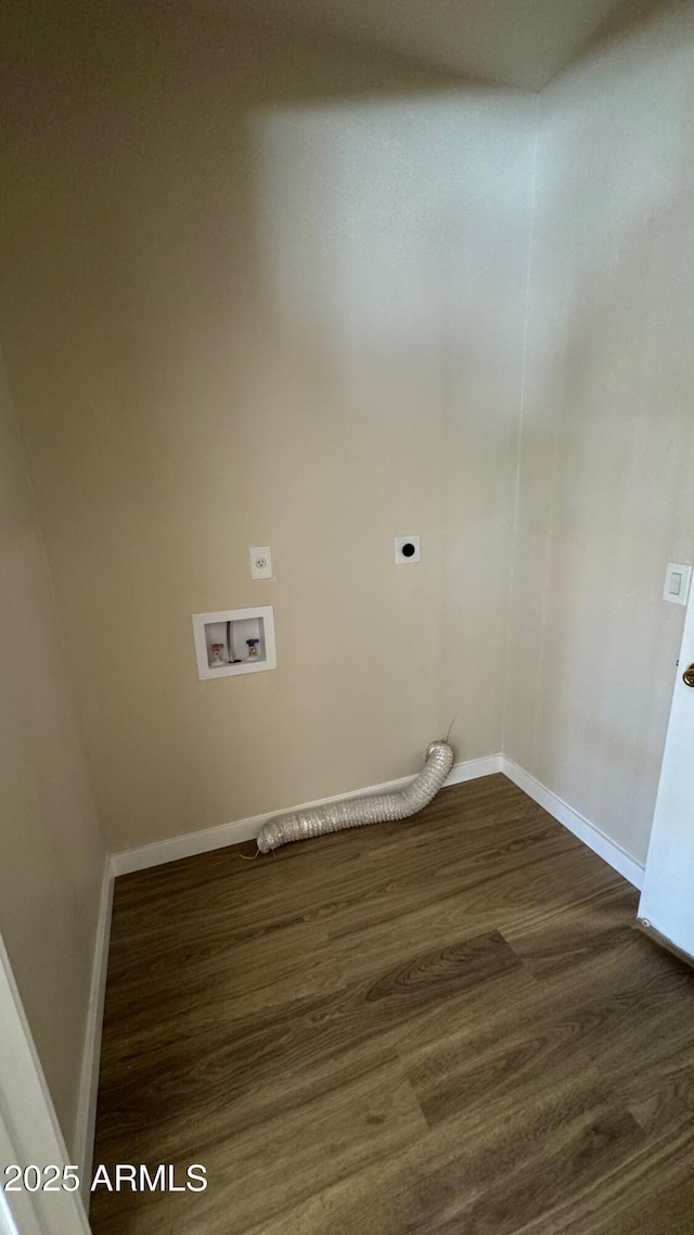 laundry room with hookup for a washing machine, hookup for an electric dryer, and dark hardwood / wood-style floors