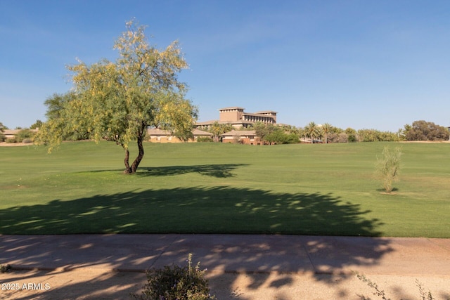 view of property's community featuring a lawn