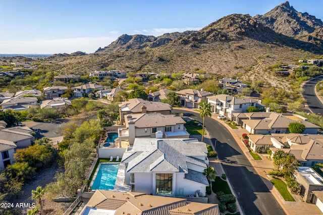 aerial view with a mountain view