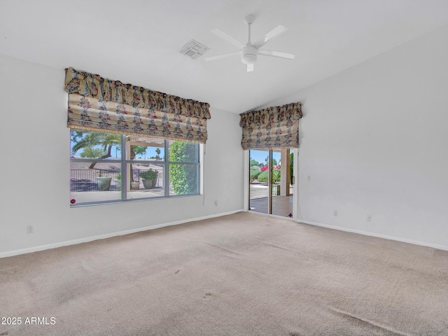 15377 W Catalina Ct, Goodyear, AZ 85395 - unfurnished room with carpet flooring, vaulted ceiling, and ceiling fan