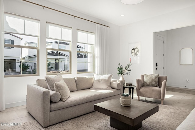 view of tiled living room