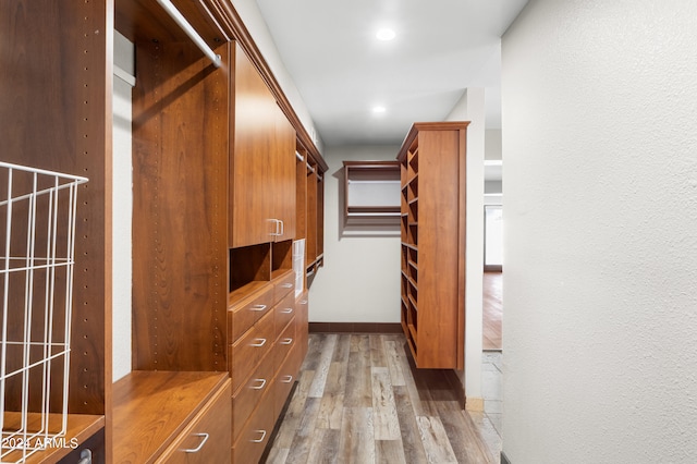 spacious closet with wood-type flooring